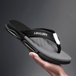 Tongs pour hommes Louluen, été, extérieur, antidérapantes, semelle EVA, doublure en mesh, couleur unie, dessus synthétique, sandales à bout ouvert - Product Image 1