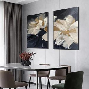 Pintura al Óleo con Patrón de Flores, Arte de Pared Pintado a Mano sobre Lienzo para Decoración de Hotel, Sala de Estar, Apartamento, Dormitorio, Habitación de Huéspedes - Product Image 5