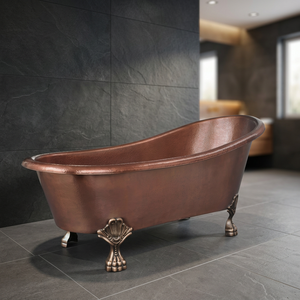 Baignoire autoportante ovale en cuivre à pattes, finition polie, pour maison et hôtel - Product Image 1