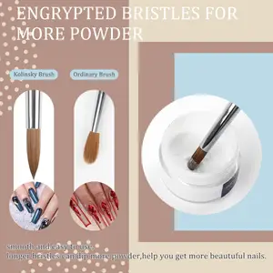 2023 Custom Logo OEM Rose Gold Metal Handle Private Label Nail Art Manicure Gel Pure Kolinsky Hair Brushes Sable Acrylic Brush