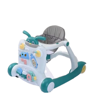 Marche-bébé en plastique 3 modes Walk Rockand Play avec panneau sonore interactif, siège réglable, design pliable, capacité de charge 10 kg, modèle X100