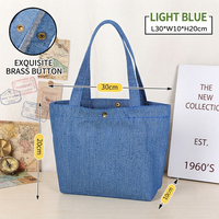 Sac fourre-tout en jean personnalisable, sac en toile minimaliste avec bouton en laiton, vente en gros, sac cadeau pour promotion d'entreprise