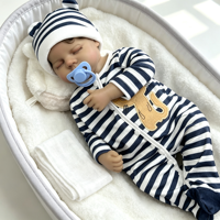 Reborn-Babypuppe, 18 Zoll, dunkle Haut, geschlossene Augen, eingewurzeltes Haar, weiches Vinyl, offener Mund, waschbar, Begleitpuppe, Komfortgeschenk