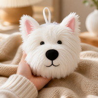 Porte-monnaie en peluche personnalisé en forme de chien, pochette en peluche OEM ODM, fermeture éclair à poils longs, poupée en peluche douce pour pièces de monnaie, cadeau