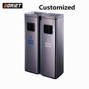 Cubo de basura clasificado de metal para exteriores Contenedores de basura de acero inoxidable comerciales públicos Contenedores de reciclaje de receptáculo de 2 3 4 compartimentos - Product Image 3