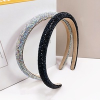 Serre-tête en strass de style coréen et japonais, accessoire capillaire haut de gamme et tendance, à bord fin et couronne haute