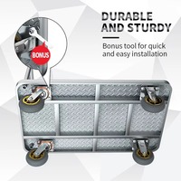 Carretilla de Plataforma Plegable de Acero Resistente de 900 kg, 100x65 cm, Carro de Cuatro Ruedas con Neumáticos Silenciosos TPR, Herramienta de Transporte para Almacén y Compras