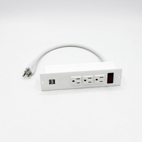 Multiprise avec 4 prises anti-effraction, port USB, interrupteur de réinitialisation éclairé, prise avec prise pour le bureau et la maison