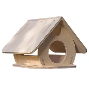 Jaula de madera Natural para pájaros, alimentador de pájaros colgante sin terminar, para exteriores