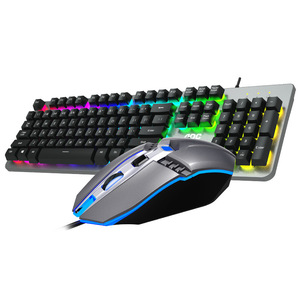 AOC KM410 <b>Wired</b> <b>Keyboard</b> Mouse Combo 104 Keys RGB Backlit Gaming Metal Design - Product Image 5