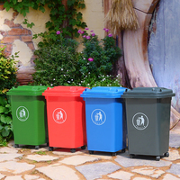 Poubelle en plastique de 50 litres 13 gal avec quatre roues en PEHD avec couvercle poubelle poubelle poubelle