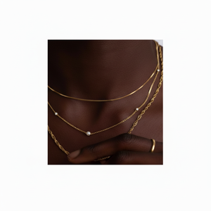 Collar de Diamantes Redondos con Múltiples Estaciones, Longitud Ajustable, Oro Amarillo de 14k, 0.123 Ct, Joyería de Lujo - Product Image 1