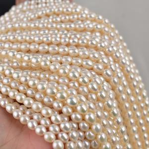 Cuentas Semiterminadas de Agua Dulce Naturales de 4.5-5mm, Forma de Arroz, Color Blanco Rosado, para Joyería DIY, Hilo de Cuentas Rosado Púrpura - Product Image 4