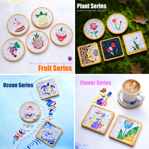 Kit de Posavasos de Madera DIY Hecho a Mano para Café, Té, Tazas y Cuencos, Material en Blanco para Manualidades de Adultos, Mosaico de Madera y Bambú - Product Image 6