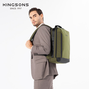 Kingsons Men's <b>Backpack</b> 20-35L Waterproof Laptop Bag For Commuting Daily Use Green And <b>Black</b> Solid Color - Product Image 2