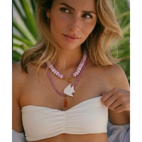 Collar de Moda Veraniego Bohemio con Cristales Naturales y Gemas de Pescado, Joyería de Piedras para Mujer