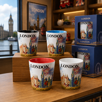 Verre à shot en céramique souvenir de Londres, Grande-Bretagne, Big Ben, petite coupe à vin, vente en gros d'usine, personnalisable