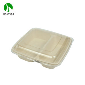 Boîte à lunch jetable en pulpe de bagasse de canne à sucre, compatible micro-ondes, pour plats à emporter - Product Image 4