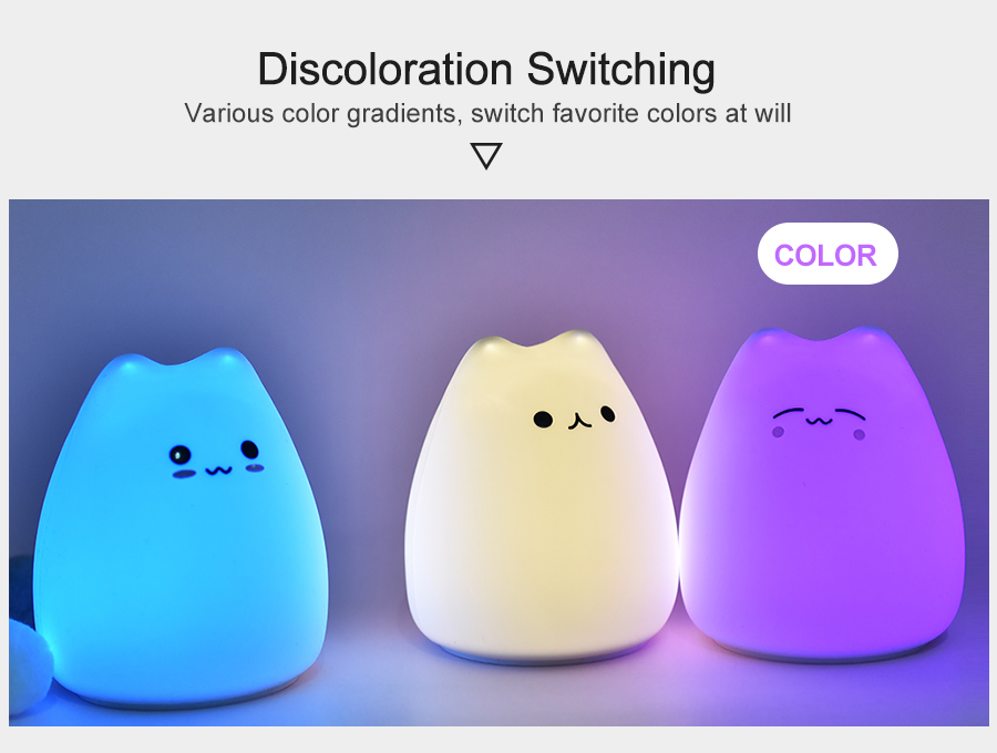 Free cartoon small star of silica gel cat lights LED colorful color children bedroom atmosphere small night lights creative gift