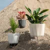 Jardinière et pots de fleurs modernes en plastique, petit pot de plantes succulentes de bureau classique en PET, jardinière à arrosage automatique pour la maison et l'hôtel