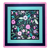Jeu de tuiles de mahjong américaines en acrylique double couche à motif floral botanique vintage, vert menthe, pièces de jeu personnalisées