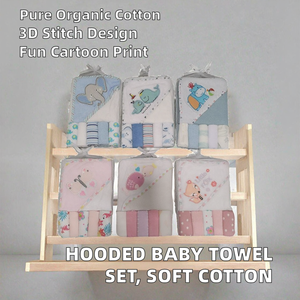 Ensemble de serviettes pour bébé <span class=keywords><strong>nouveau</strong></span>-<span class=keywords><strong>né</strong></span>, couverture à capuche, serviette au design animal unique, coton biologique ultra doux 200TC, serviette de bain toutes saisons - Product Image 2