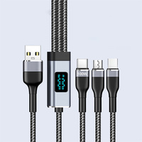 5A 100W mikrofon USB ke USB C iP, kabel USB kepang nilon 3 in 1 tampilan Digital 5A 100W untuk ponsel & Laptop