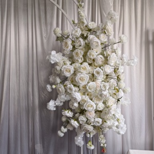 Ifg OEM Backdrop trang trí lụa trắng hoa vòm cho đám cưới khung - Product Image 3