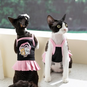 Pet <b>Clothes</b> For <b>Cats</b> And Dogs Thin Summer Dress Pink And Blue Cute Animal Pattern Polyester Material Four Seasons Wear - Product Image 1
