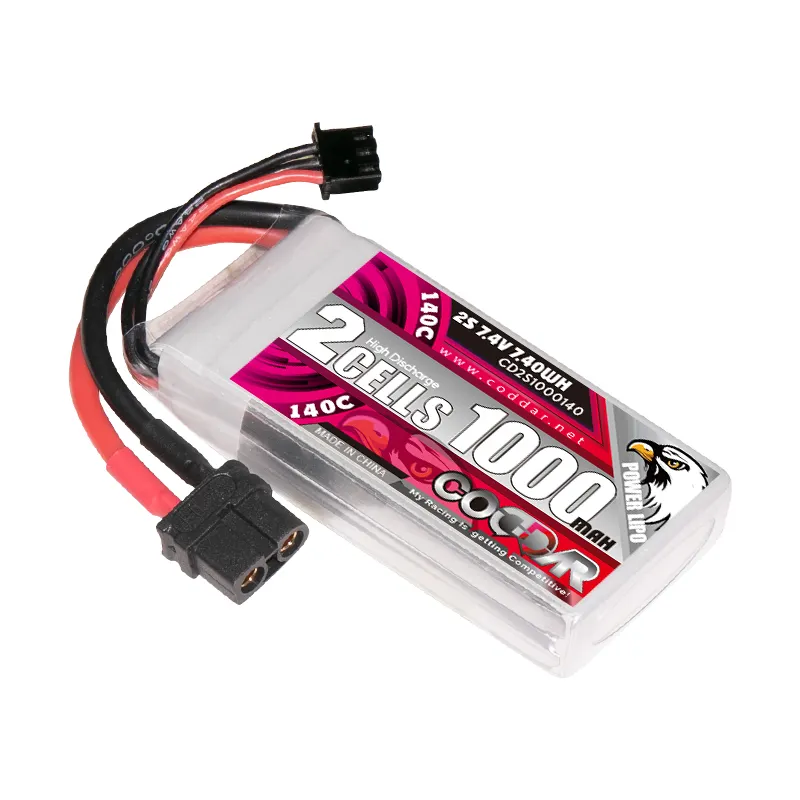 CODDAR LiPo Battery 2S 1000MAH 7.4V 140C XT60 FPV Drone Helicopter RC Racing Packs MultiCopter size 100mm to 140mm Brushless