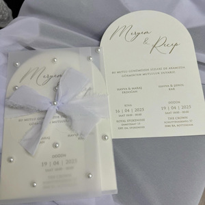 Thủ công mỹ nghệ tùy chỉnh cá nhân 3D cắt laser lời mời đám cưới sang trọng với Ribbon và phong bì Thiệp mời đám cưới - Product Image 3