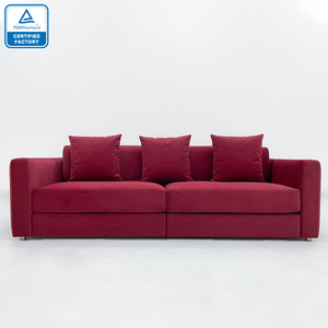 Sofá <span class=keywords><strong>de</strong></span> diseño <span class=keywords><strong>de</strong></span> estilo simple <span class=keywords><strong>de</strong></span> 3 asientos, moderno, lujoso, tela <span class=keywords><strong>de</strong></span> microfibra <span class=keywords><strong>de</strong></span> terciopelo rojo, venta directa <span class=keywords><strong>de</strong></span> fábrica - Product Image 2