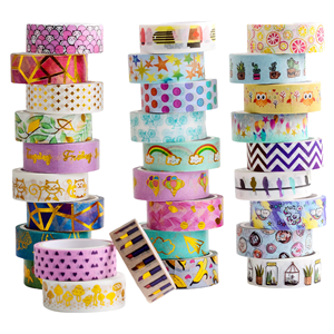 Cinta adhesiva acrílica decorativa creativa DIY de 5 m, de una sola cara, activada por agua, de 30 mm, con diseño lindo para álbumes de recortes, rollo individual - Product Image 1