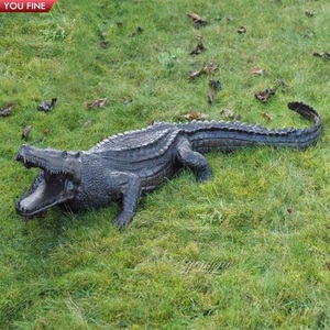 YOUFINE Statue d'alligator en bronze grandeur nature, sculpture de crocodile pour terrasse en bord de <span class=keywords><strong>lac</strong></span> et aménagement paysager extérieur - Product Image 5