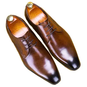 De gros plate-forme en cuir hommes-Caida-chaussures brillantes pour hommes, en cuir véritable, à semelle compensée, souliers à lacets, tenue formelle, pour le travail, nouvel arrivage