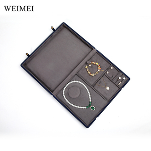 WEIMEI Personalise Velvet Jewelry <b>Box</b> Ring <b>Earrings</b> Necklace Display Jewelry Tray Custom Logo Necklace <b>Box</b> - Product Image 3