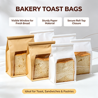 Sac à pain en papier kraft personnalisé avec logo, étiquette privée, fenêtre, résistant à la graisse, fermeture à enroulement, emballage de boulangerie, étui OEM