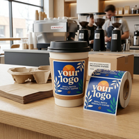 Rouleau d'autocollants personnalisés pour gobelets, étiquettes imperméables avec logo personnalisé pour gobelets à café, jus, boissons, emballages, magasins de boissons