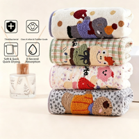 Serviette pour enfants à motifs multiples, douce et absorbante, serviette pour les mains de bébé, serviette de visage brodée avec des animaux de dessin animé