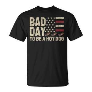 Camiseta con diseño patriótico del 4 de julio, Bad Day To Be A Hot Dog, con bandera de Estados Unidos - Product Image 1