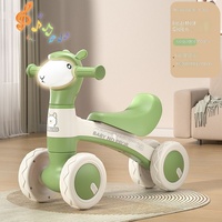 Vélo d'équilibre pour enfants avec pédales pour 2-4 ans, construction en acier, fonction musique et éclairage, quatre roues, ceinture, pour apprendre à marcher