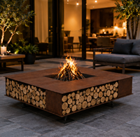 Brasero en acier Corten sur mesure OEM ODM |   Table de foyer moderne en bois avec taille et forme personnalisées