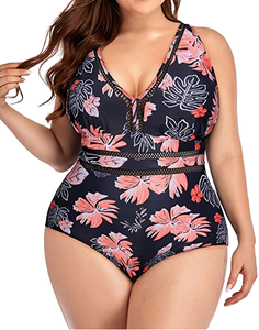 Traje de Baño de Una Pieza Sexy de Talla Grande Personalizado, Novedad, Súper Ventas, con Cuello en V y Logo Frontal para Mujer - Product Image 1