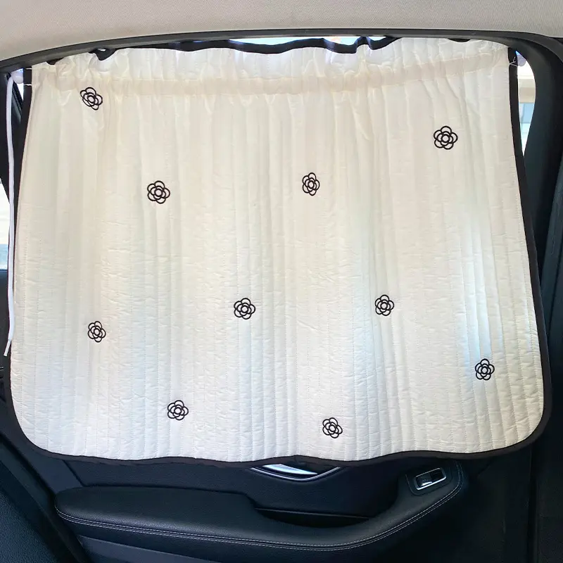 universal custom white cotton foldable side window car sunshade curtain with suction cup