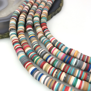 Nueva junta de <span class=keywords><strong>arcilla</strong></span> polimérica multicolor DIY, cuentas de anillo espaciador de arcoíris, cuentas de piedra para pulseras y collares - Product Image 2