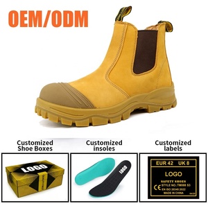 Chaussures de sécurité de haute qualité, embout en fibre de verre, anti-perforation, cuir nubuck <span class=keywords><strong>jaune</strong></span>, antidérapantes, résistantes à l'huile, semelle en caoutchouc PU sans lacets - Product Image 5
