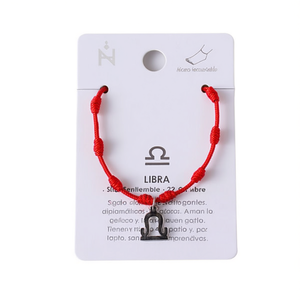 Cavigliera Libra Sette Stelle con Cordino Rosso in Acciaio Inossidabile, Gioiello Zodiacale Fatto a Mano - Product Image 2