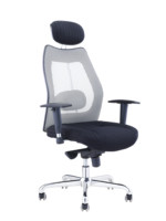 Chaise de bureau exécutive au design moderne personnalisé, ergonomique, pivotante, avec dossier en maille, appui-tête et accoudoirs fixes, et dossier à lattes inclinable pour bureau à domicile