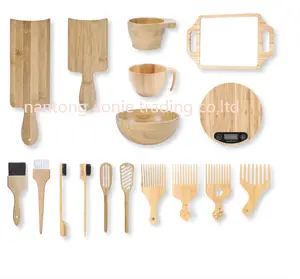 bamboo wood dyeing hair tool set eco friendly Tint Bowl Brush board spatula set