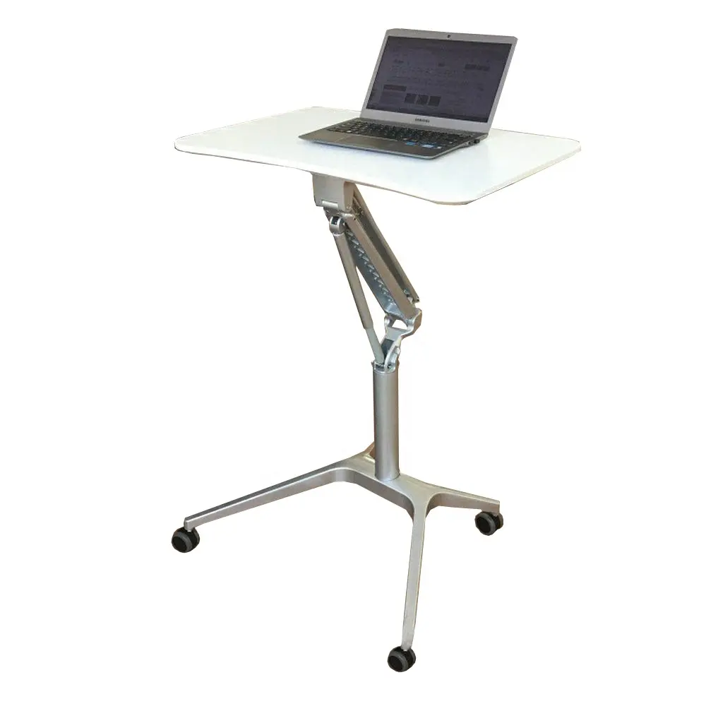 Pneumatische Sit Hoogte Verstelbare Rolling Laptop Winkelwagen Mobiele Bureau Workstation
